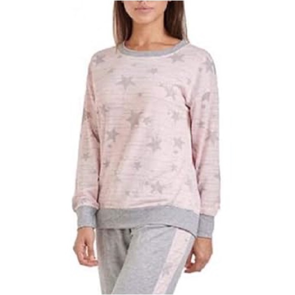 Splendid Pink Gray Star Lounge Sweatshirt Small Cozy Soft Pullover Casual - Picture 1 of 16